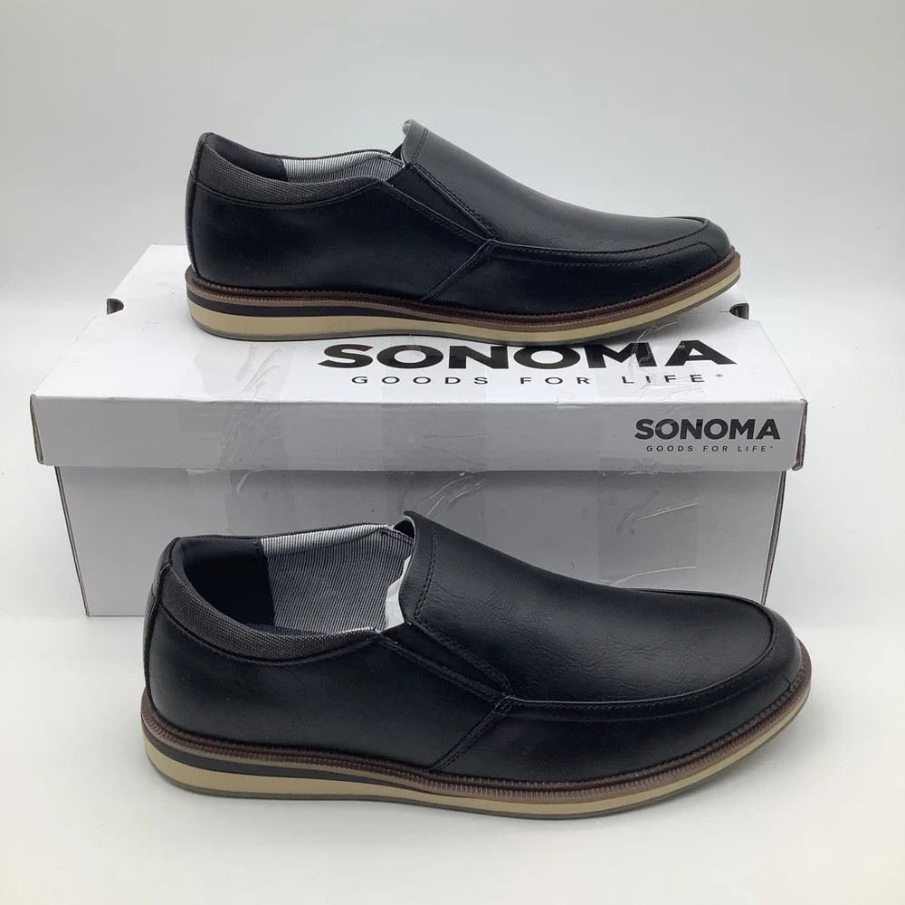 Sonoma Zollino Black Slip On Loafer‎ Comfort Foam Insole Mens Shoes New